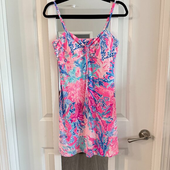 Lilly Pulitzer Swim Coverup Mini Dress Size Small Color Pink Blue - Picture 1 of 6